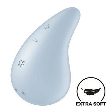 Вібратор для зовнішньої стимуляції Satisfyer Dew Drop Blue, 2 мотори, 12 режимів, м&rsquo;який корпус SX1211 фото - купити в секс-шопі Чорний Кролик