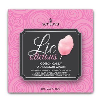 Пробник гелю для мінету Sensuva Lic-o-licious Cotton Candy (6 мл), оліїстий, без цукру SX0661 фото - купити в секс-шопі Чорний Кролик