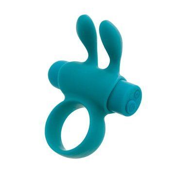Ерекційне віброкільце S Pleasures Premium Rabbit Ring бірюзове, зі знімною віброкулею та вушками SX4582 фото - купити в секс-шопі Чорний Кролик