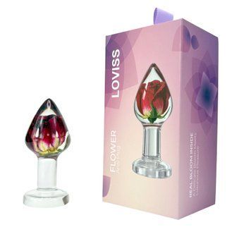 Розкішна анальна пробка Loviss Rose Anal Plug зі справжньою трояндою всередині SX3987 фото - купити в секс-шопі Чорний Кролик