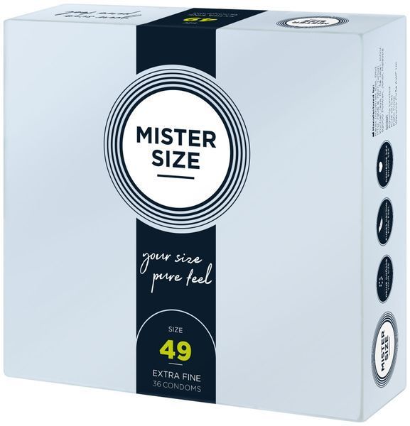 Презервативи Mister Size - pure feel - 49 (36 condoms), товщина 0,05 мм SO8050 фото - купити в секс-шопі Чорний Кролик