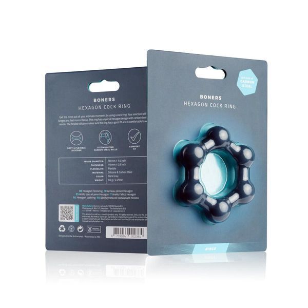 Ерекційне кільце Boners Hexagon Cock Ring SO8873 фото - купити в секс-шопі Чорний Кролик