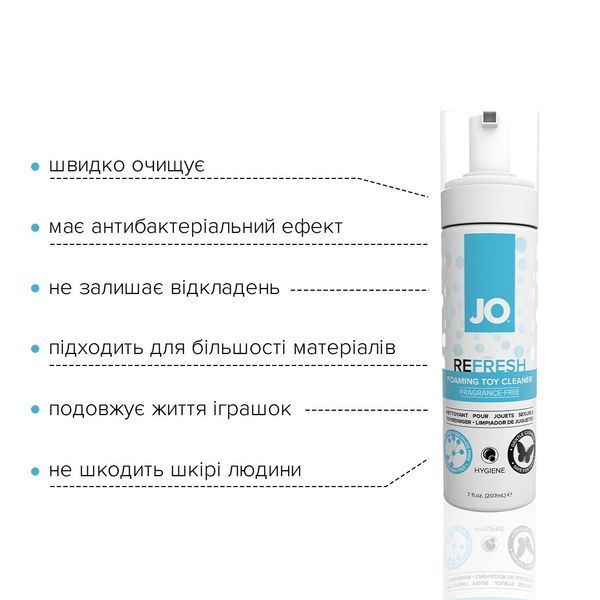 М&rsquo;яка пінка для очищення іграшок System JO REFRESH (207 мл) дезінфікує, проникає глибоко SO1773 фото - купити в секс-шопі Чорний Кролик