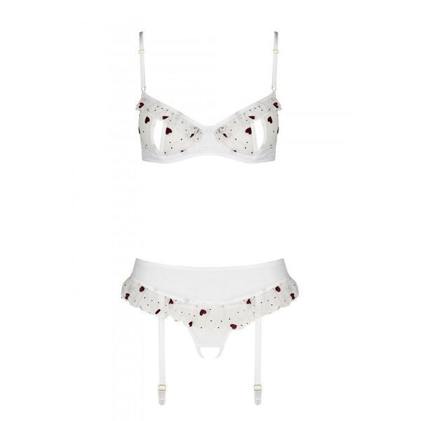 Сексуальний комплект з поясом для панчіх Passion LOVELIA SET XXL/XXXL, white SO4782 фото - купити в секс-шопі Чорний Кролик