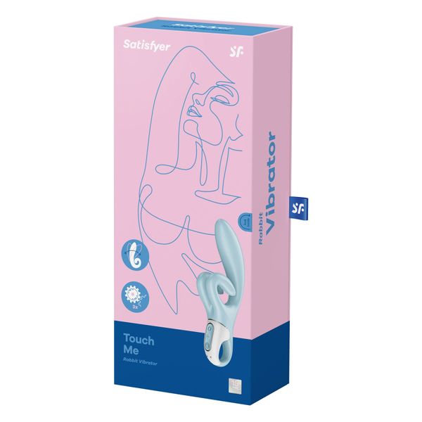 Вібратор-кролик Satisfyer Touch Me Blue, подвійний відросток, 3 потужні мотори SO7777 фото - купити в секс-шопі Чорний Кролик