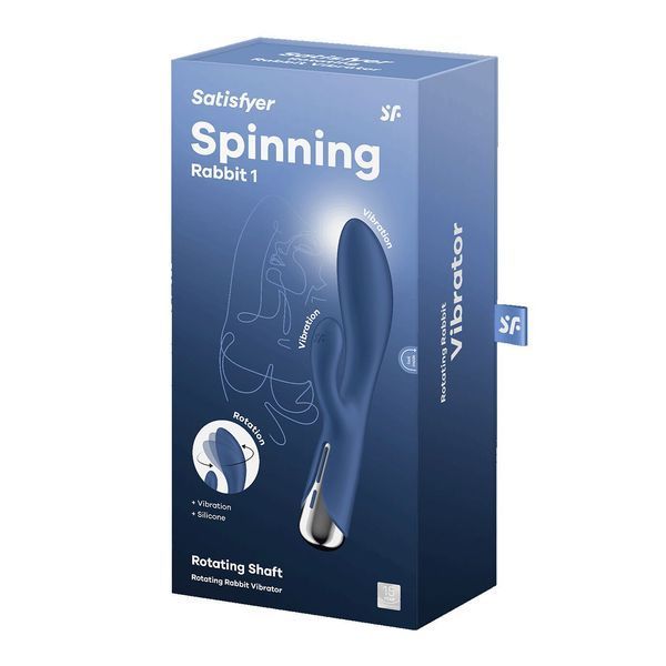 Вібратор-кролик з ротацією Satisfyer Spinning Rabbit 1 Blue, 3 мотори SX0562 фото - купити в секс-шопі Чорний Кролик
