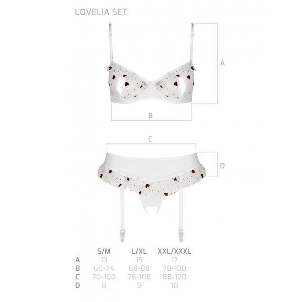 Сексуальний комплект з поясом для панчіх Passion LOVELIA SET XXL/XXXL, white SO4782 фото - купити в секс-шопі Чорний Кролик
