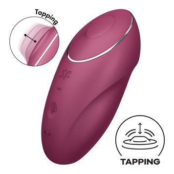 Вібростимулятор-пульсатор Satisfyer Tap & Climax 1 Red, ефект постукування пальцем, 2 мотори SX0566 фото - купити в секс-шопі Чорний Кролик