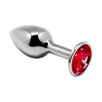 Металева анальна пробка з кристалом Alive Mini Metal Butt Plug Red L SO6004 фото - купити в секс-шопі Чорний Кролик