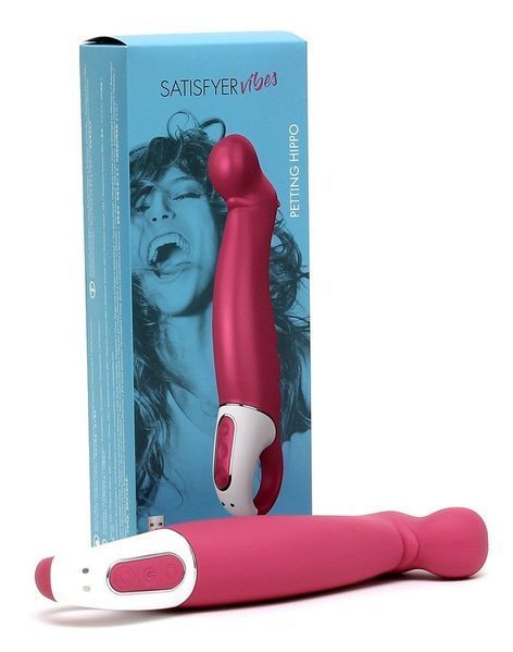 Потужний вібратор Satisfyer Vibes Petting Hippo з гнучким стовбуром, літій силікон, 12 режимів SO2202 фото - купити в секс-шопі Чорний Кролик