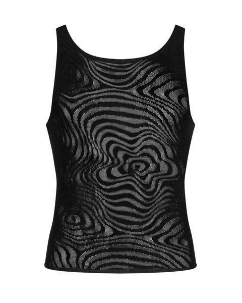 Чоловіча напівпрозора майка-борцовка з візерунком Obsessive T103 tank top S/M/L, чорна SO7311 фото - купити в секс-шопі Чорний Кролик