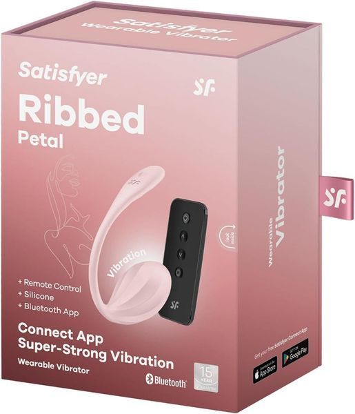Смарт-віброяйце Satisfyer Ribbed Petal Connect App Black, керування зі смартфона, пульт ДК SX1222 фото - купити в секс-шопі Чорний Кролик