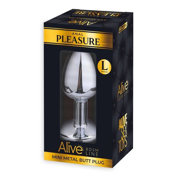 Металева анальна пробка з кристалом Alive Mini Metal Butt Plug Red L SO6004 фото - купити в секс-шопі Чорний Кролик