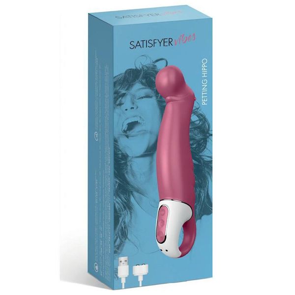 Потужний вібратор Satisfyer Vibes Petting Hippo з гнучким стовбуром, літій силікон, 12 режимів SO2202 фото - купити в секс-шопі Чорний Кролик