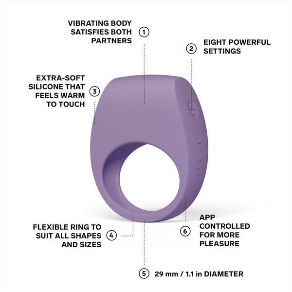 Ерекційне кільце з вібрацією LELO Tor 3 Violet Dusk, керування зі смартфона SX0702 фото - купити в секс-шопі Чорний Кролик