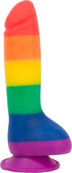 Райдужний фалоімітатор ADDICTION - JUSTIN - 8 "- RAINBOW, 20,3 см, силікон, вібропуля в подарунок SO4533 фото - купити в секс-шопі Чорний Кролик