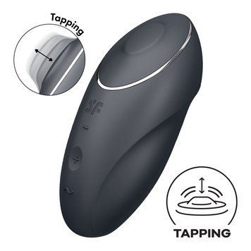 Вібростимулятор-пульсатор Satisfyer Tap & Climax 1 Grey, ефект постукування пальцем, 2 мотори SX0567 фото - купити в секс-шопі Чорний Кролик