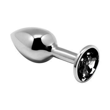 Металева анальна пробка з кристалом Alive Mini Metal Butt Plug Black L SO6006 фото - купити в секс-шопі Чорний Кролик