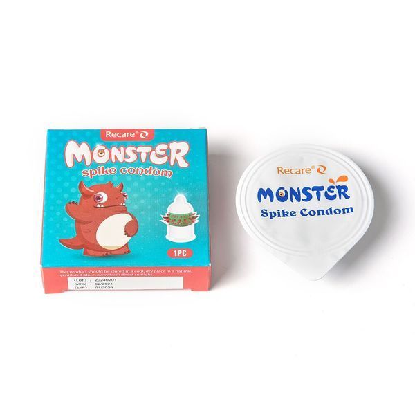 Насадка на член Recare Red Monster Spike Condom (презерватив з рядами шипів) SX3356 фото - купити в секс-шопі Чорний Кролик
