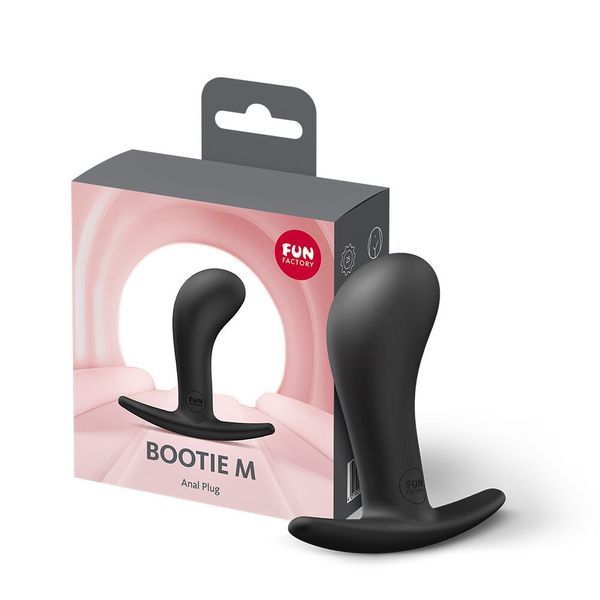 Анальна пробка Fun Factory BOOTIE M Black, діаметр 3,3 см, тонкий обмежувач SX3730 фото - купити в секс-шопі Чорний Кролик