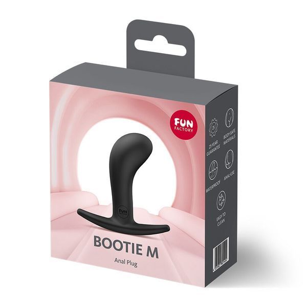 Анальна пробка Fun Factory BOOTIE M Black, діаметр 3,3 см, тонкий обмежувач SX3730 фото - купити в секс-шопі Чорний Кролик