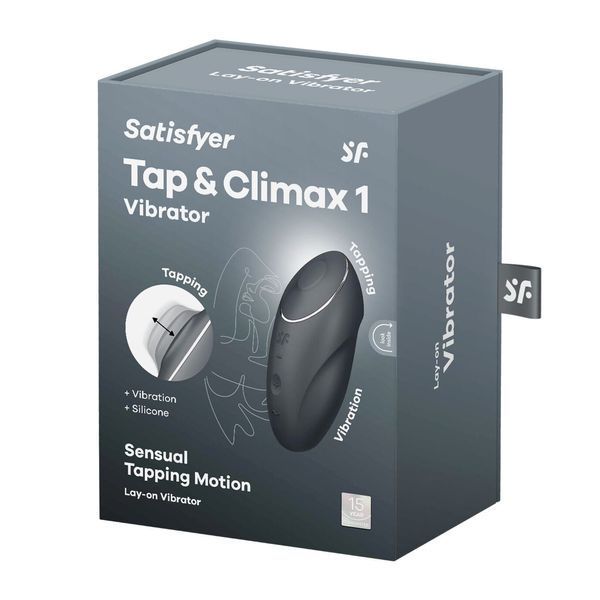 Вібростимулятор-пульсатор Satisfyer Tap & Climax 1 Grey, ефект постукування пальцем, 2 мотори SX0567 фото - купити в секс-шопі Чорний Кролик