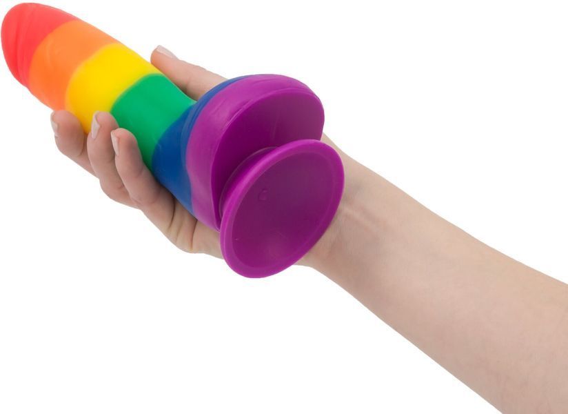 Райдужний фалоімітатор ADDICTION - JUSTIN - 8 "- RAINBOW, 20,3 см, силікон, вібропуля в подарунок SO4533 фото - купити в секс-шопі Чорний Кролик