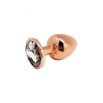 Металева анальна пробка Wooomy Tralalo Rose Gold Metal Plug Size M, діаметр 3,4 см, довжина 8 см SO7428 фото - купити в секс-шопі Чорний Кролик