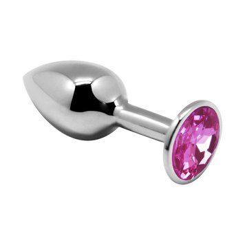 Металева анальна пробка з кристалом Alive Mini Metal Butt Plug Pink L SO6008 фото - купити в секс-шопі Чорний Кролик