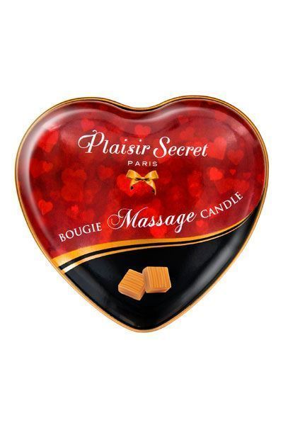 Масажна свічка-серце Plaisirs Secrets Caramel (35 мл) SO1871 фото - купити в секс-шопі Чорний Кролик