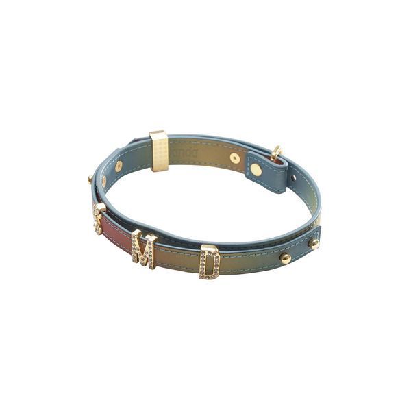 Нашийник LOCKINK Multi-color DIY Alphabet Collar, мультиколір, штучна шкіра, букви зі стразами SX0899 фото - купити в секс-шопі Чорний Кролик