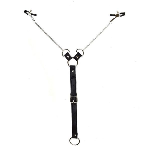 Затискачі для сосків з фіксацією на пенісі Art of Sex &ndash; Nipple Clamps for Men, екошкіра SO5146 фото - купити в секс-шопі Чорний Кролик