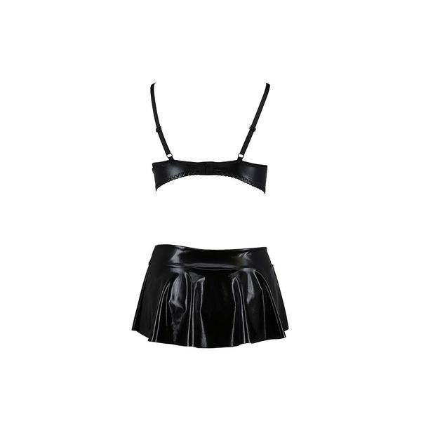 Комплект білизни під латекс Passion DEBY SET XXL/XXXL, black, ліф, мініспідничка, стрінги PS25703 фото - купити в секс-шопі Чорний Кролик