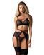 Комплект Obsessive Novenes 3-pcs set, XL/2XL, прозорий ліф на кісточках, стрінги, пояс SX0618 фото 1