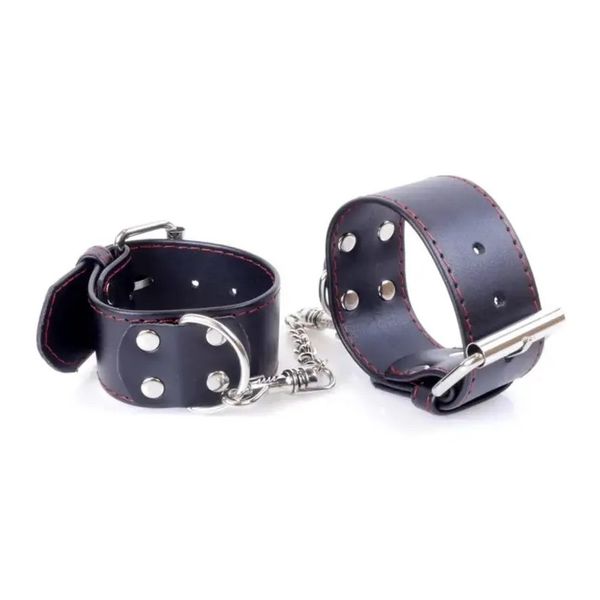 Наручники зі штучної шкіри Fetish Boss Series - Handcuffs with Red Line, BS3300115 BS3300115 фото - купити в секс-шопі Чорний Кролик