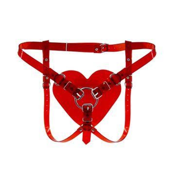 Трусики Серце для страпону Feral Feelings - Hearts Strap-on Belt Red Trasparent SO9314 фото - купити в секс-шопі Чорний Кролик