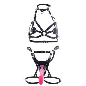 Сбруя зі страпоном LOCKINK SEVANDA Queen Sheba Set with Pink Dildo SX2837 фото - купити в секс-шопі Чорний Кролик