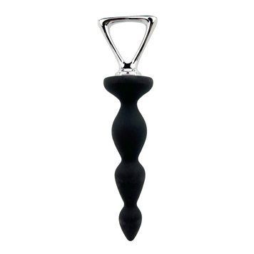 Анальний ланцюжок Adrien Lastic Arrow II, чорний, силіконовий, гнучкий, з металевою ручкою, діаметр 3,2 см SX0805 фото - купити в секс-шопі Чорний Кролик