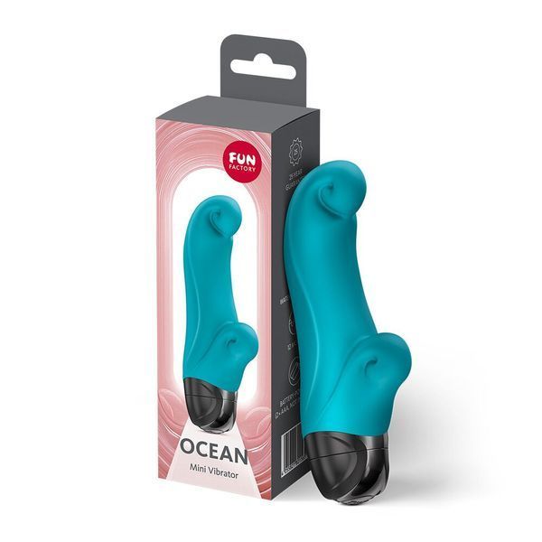 Вібратор-кролик Fun Factory OCEAN Aquamarine, для клітора та точки G, 6 режимів, на батарейках SX3711 фото - купити в секс-шопі Чорний Кролик