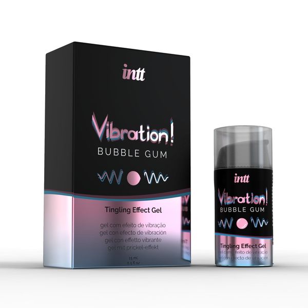 Рідкий вібратор Intt Vibration Bubble Gum (15 мл), густий гель, дуже смачний, діє до 30 хвилин  SO3348 фото - купити в секс-шопі Чорний Кролик