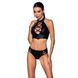 Комплект з еко-шкіри Passion NANCY BIKINI S/M, black, бра та трусики з імітацією шнурівки SO5368 фото 1