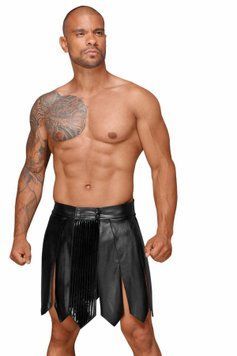 Чоловіча спідниця гладіатора Noir Handmade H053 Eco leather men's gladiator skirt, S, екошкіра SX0071 фото - купити в секс-шопі Чорний Кролик