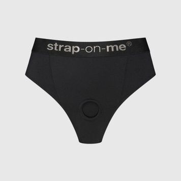 Трусики-бразиліана з фіксацією дилдо Strap-On-Me Harness Lingerie Idole &ndash; L &ndash; Black, високі SX3515 фото - купити в секс-шопі Чорний Кролик