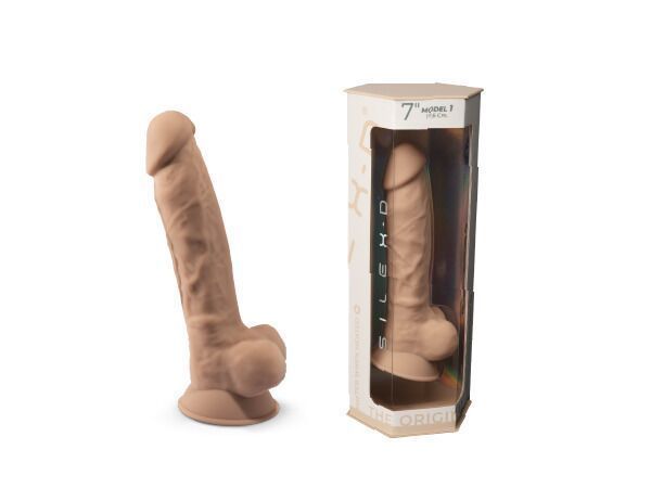 Фалоімітатор SilexD Johnny Flesh (MODEL 1 size 7in), двошаровий, силікон +Silexpan, діаметр 3,8см SO2389 фото - купити в секс-шопі Чорний Кролик
