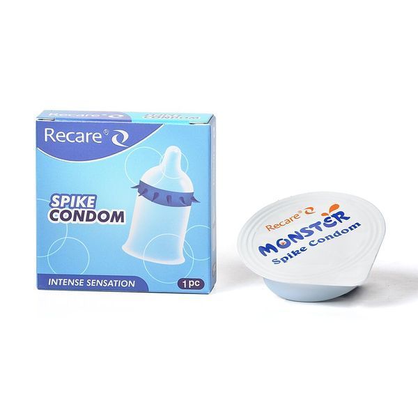 Насадка на член Recare Spike Condom Blue (презерватив з шипами) SX3350 фото - купити в секс-шопі Чорний Кролик