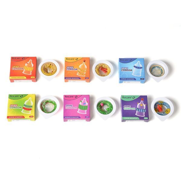 Насадка на член Recare Spike Condom Blue (презерватив з шипами) SX3350 фото - купити в секс-шопі Чорний Кролик