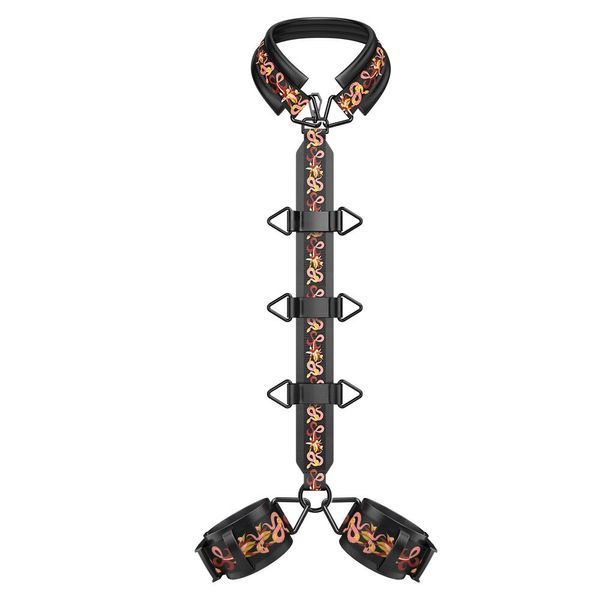 БДСМ-набір LOCKINK The Flowering Serpent Bondage Set, чорний, з малюнком у вигляді змій, 12 предметів SX0902 фото - купити в секс-шопі Чорний Кролик