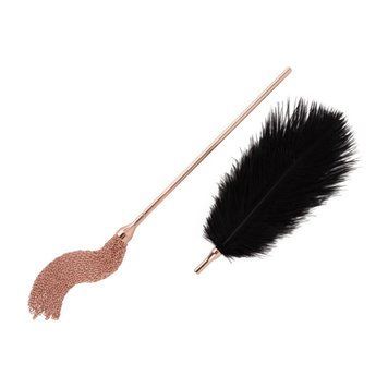 Лоскітка з металевим флогером Rosy Gold - Feather Tickler & Whip SX3909 фото - купити в секс-шопі Чорний Кролик