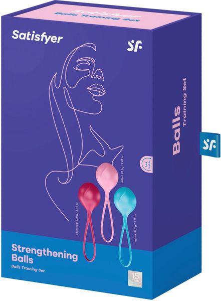 Вагінальні кульки Satisfyer Strengthening Balls (3шт), діаметр 3,8 см, маса 62-82-98г, монолітні SO2302 фото - купити в секс-шопі Чорний Кролик