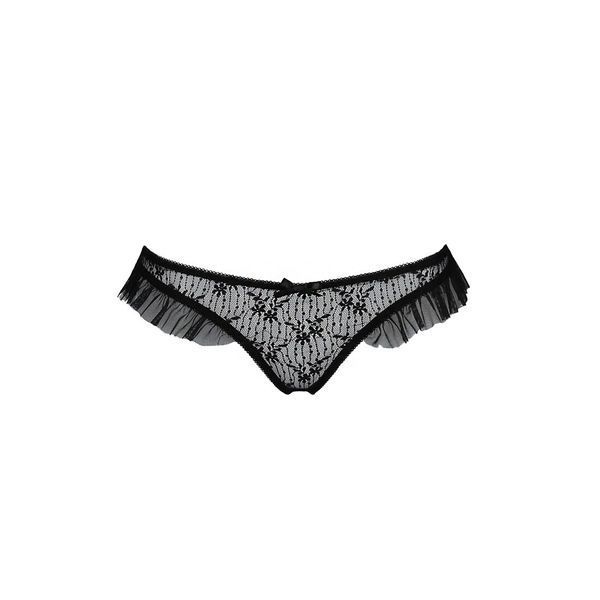 Трусики з оборками Passion Exclusive DONIA THONG S/M, black PS25902 фото - купити в секс-шопі Чорний Кролик